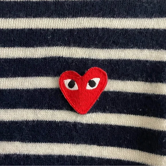 Comme des Garçons Blue White Stripe Long Sleeve Fitted Sweater Top Boat Neck - Picture 3 of 8